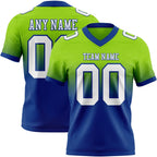 Custom Neon Green White-Royal Authentic Fade Fashion Football Jersey photo 1