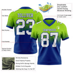 Custom Neon Green White-Royal Authentic Fade Fashion Football Jersey photo 2