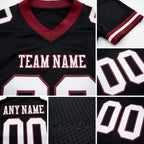 Custom Black White-Burgundy Authentic Fade Fashion Football Jersey detail