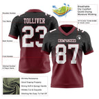 Custom Black White-Burgundy Authentic Fade Fashion Football Jersey photo 2