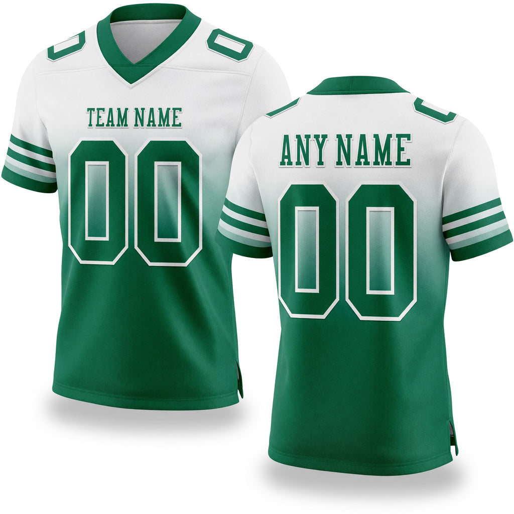 Custom White Kelly Green Authentic Fade Fashion Football Jersey