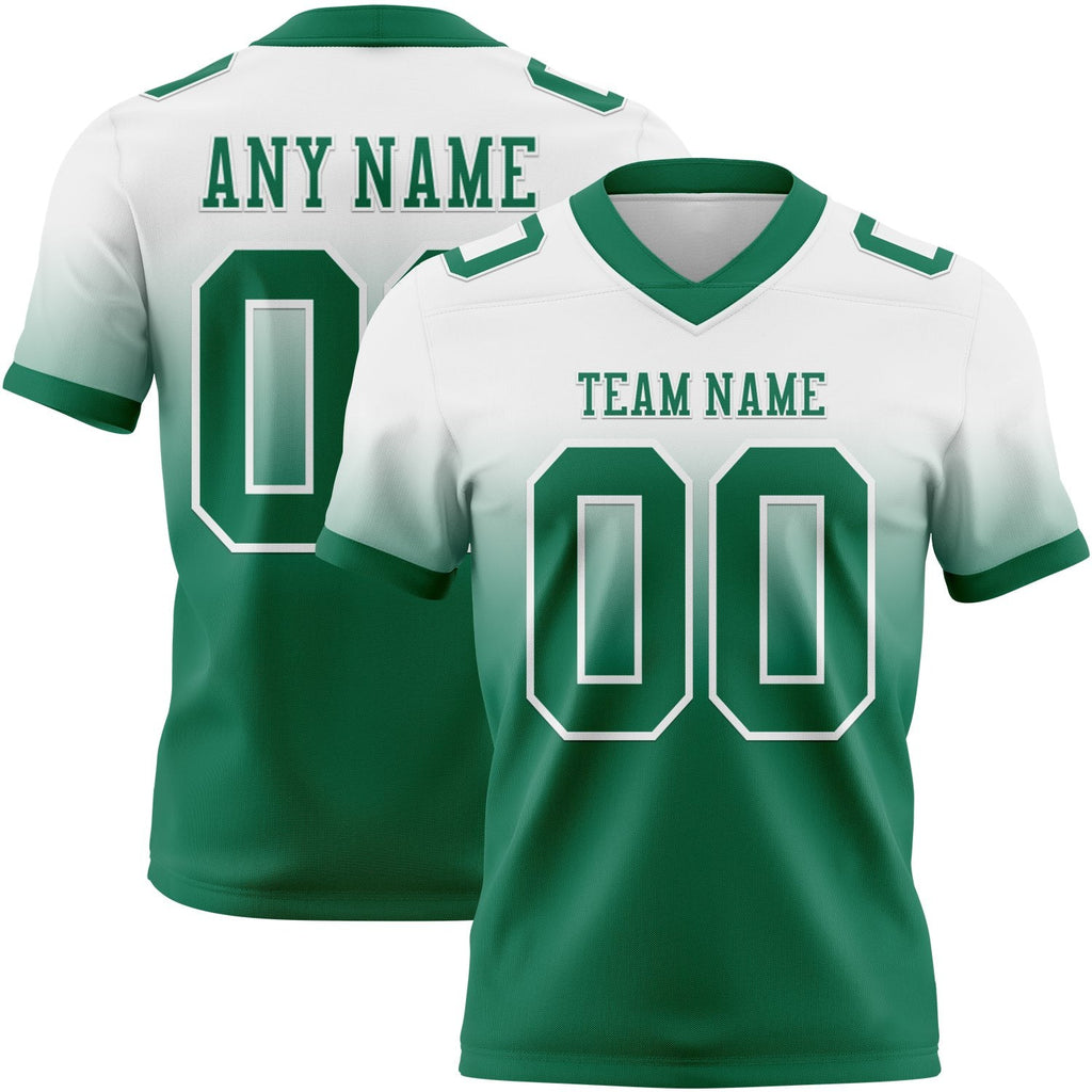 Custom White Kelly Green Authentic Fade Fashion Football Jersey photo 1