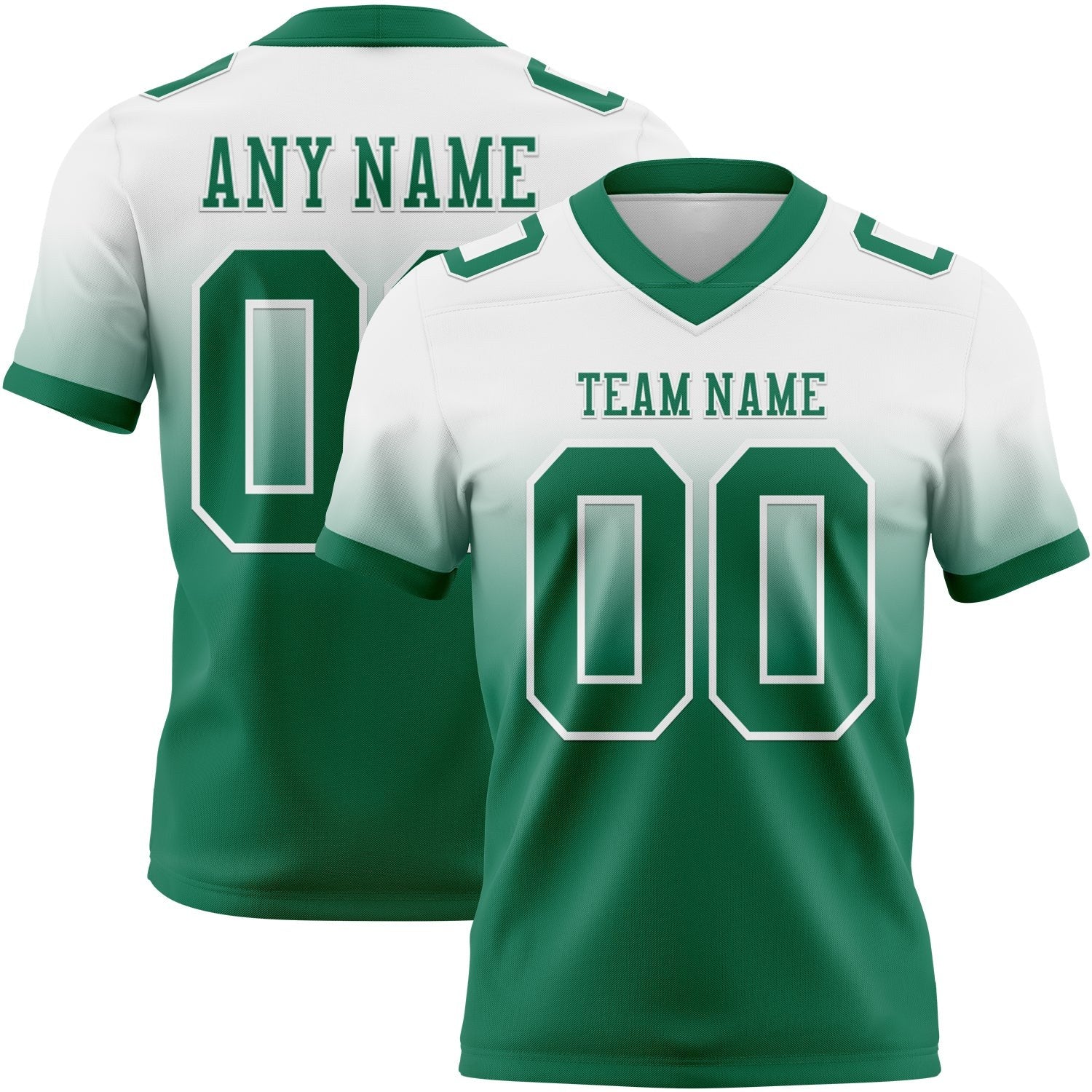Custom White Kelly Green Authentic Fade Fashion Football Jersey photo 1
