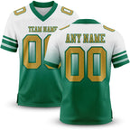 Custom White Old Gold-Kelly Green Authentic Fade Fashion Football Jersey