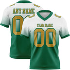 Custom White Old Gold-Kelly Green Authentic Fade Fashion Football Jersey photo 1