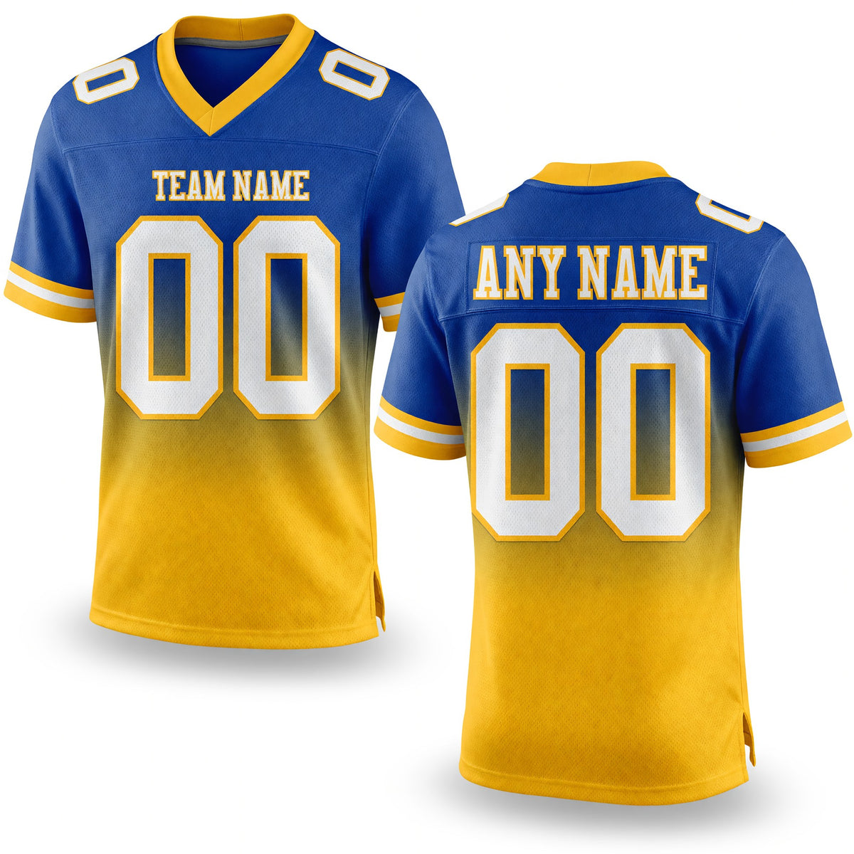 Custom Royal White-Gold Authentic Fade Fashion Football Jersey