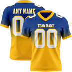 Custom Royal White-Gold Authentic Fade Fashion Football Jersey photo 1