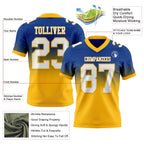 Custom Royal White-Gold Authentic Fade Fashion Football Jersey photo 2