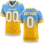 Custom Light Blue White-Gold Authentic Fade Fashion Football Jersey