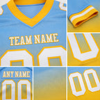 Custom Light Blue White-Gold Authentic Fade Fashion Football Jersey detail