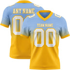 Custom Light Blue White-Gold Authentic Fade Fashion Football Jersey photo 1