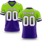 Custom Neon Green White-Purple Authentic Fade Fashion Football Jersey