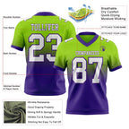 Custom Neon Green White-Purple Authentic Fade Fashion Football Jersey photo 2