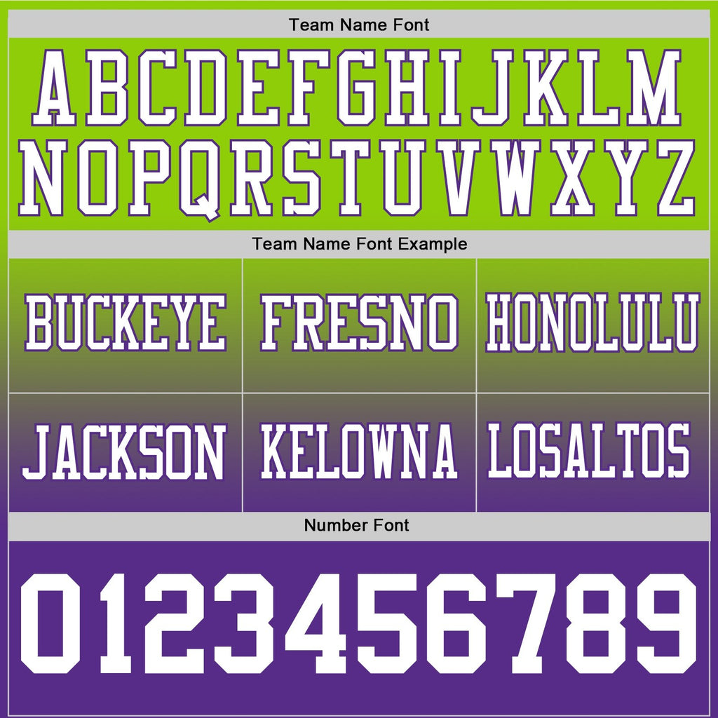 Custom Neon Green White-Purple Authentic Fade Fashion Football Jersey photo 3