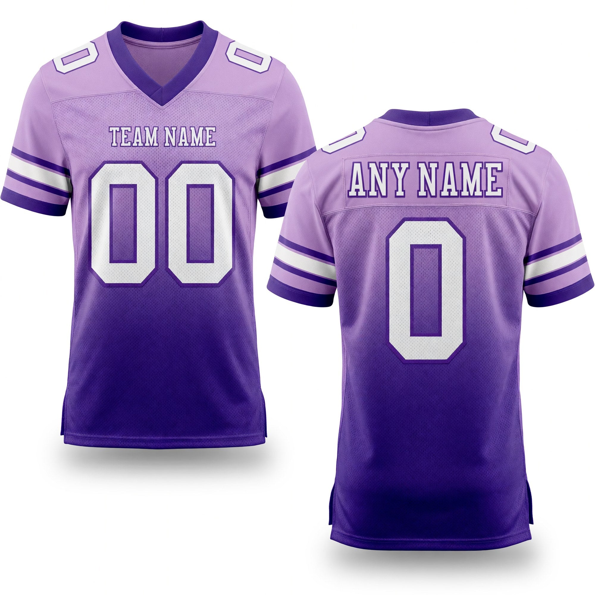 Custom Light Purple White-Purple Authentic Fade Fashion Football Jersey