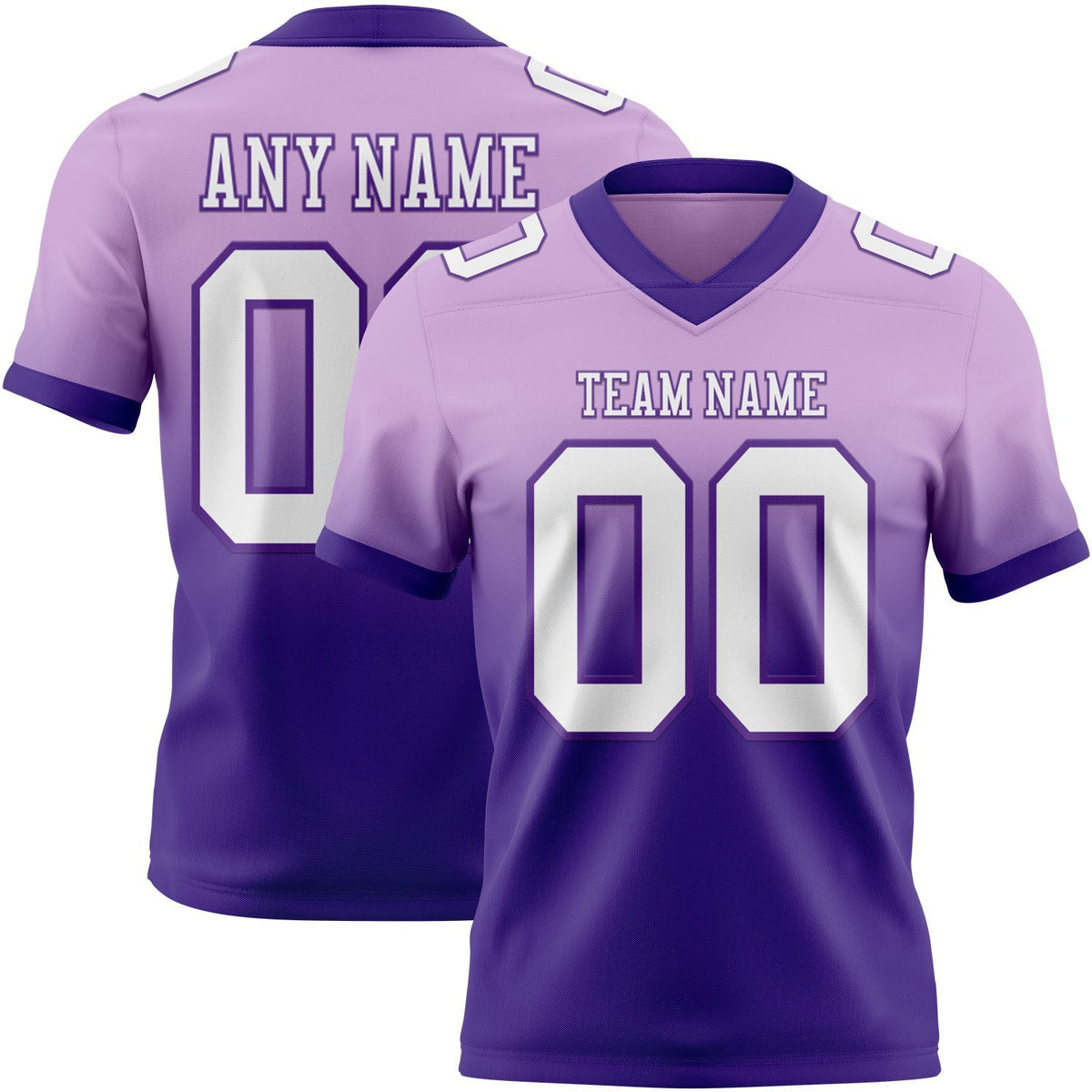 Custom Light Purple White-Purple Authentic Fade Fashion Football Jersey photo 1