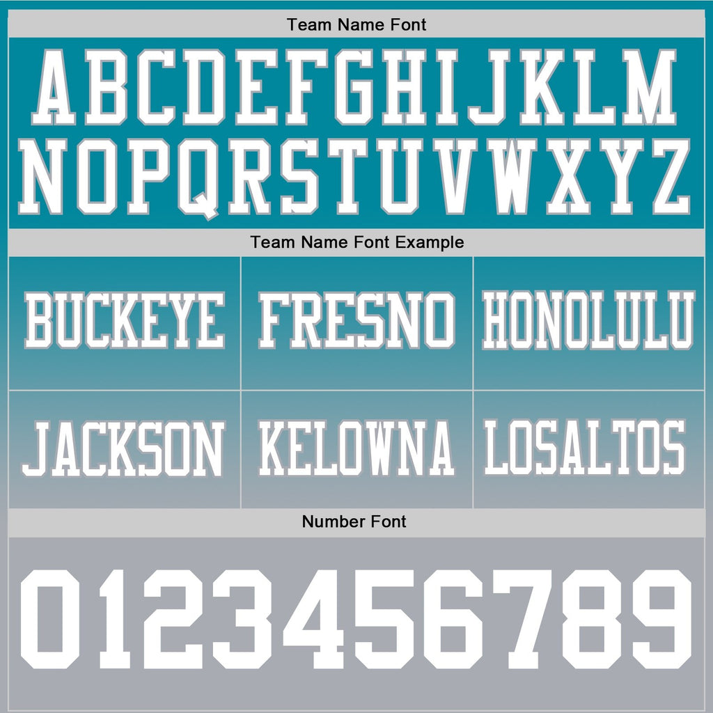 Custom Teal White-Gray Authentic Fade Fashion Football Jersey photo 3