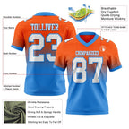 Custom Orange White-Powder Blue Authentic Fade Fashion Football Jersey photo 2