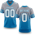 Custom Gray White-Panther Blue Authentic Fade Fashion Football Jersey