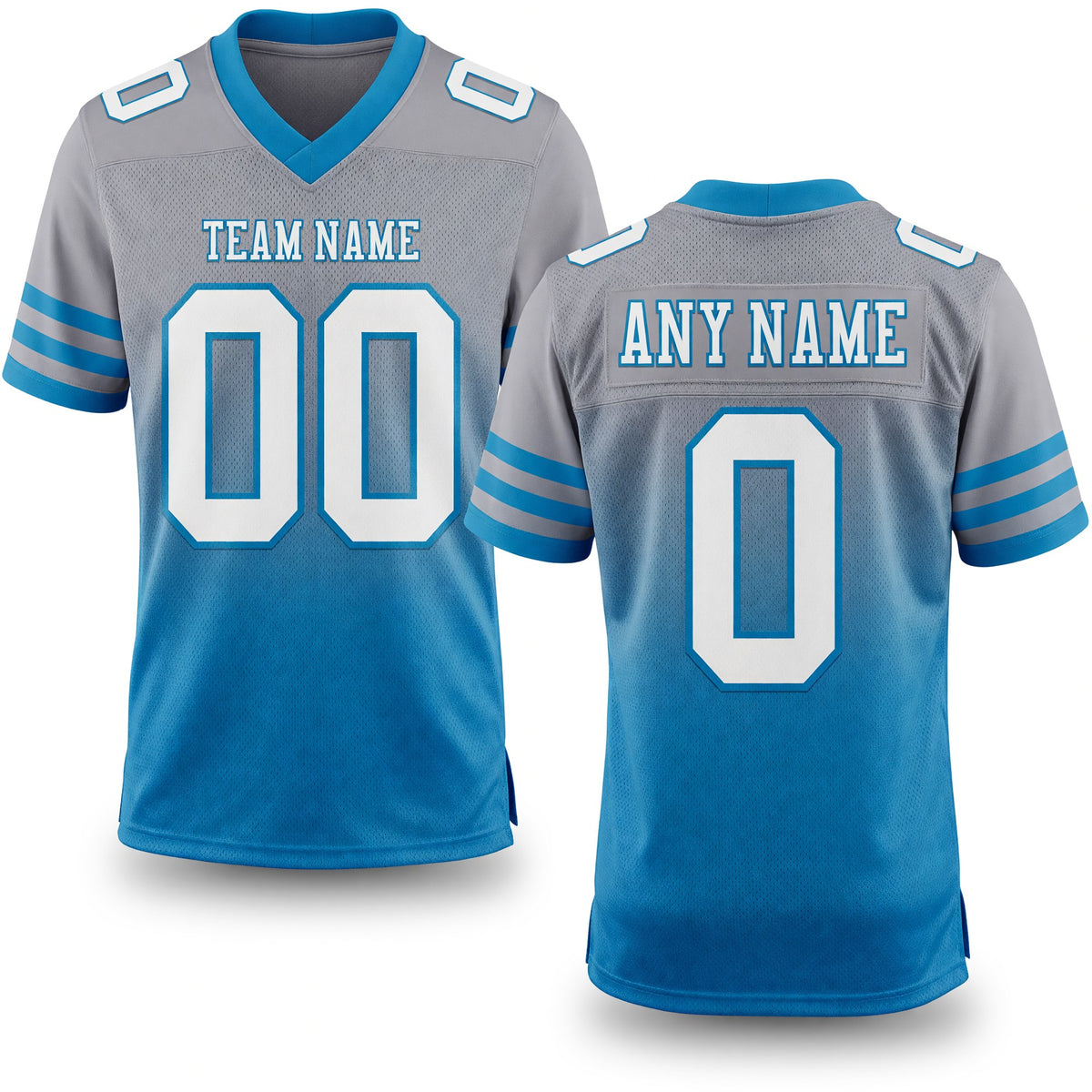 Custom Gray White-Panther Blue Authentic Fade Fashion Football Jersey
