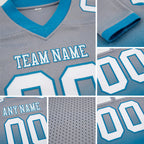 Custom Gray White-Panther Blue Authentic Fade Fashion Football Jersey detail