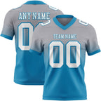 Custom Gray White-Panther Blue Authentic Fade Fashion Football Jersey photo 1