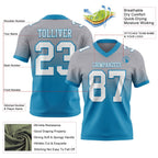 Custom Gray White-Panther Blue Authentic Fade Fashion Football Jersey photo 2