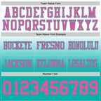 Custom White Pink-Aqua Authentic Fade Fashion Football Jersey photo 2