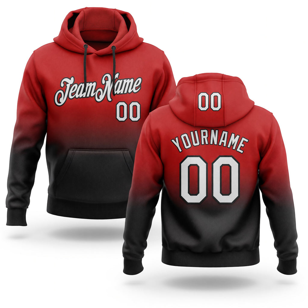Custom Stitched Red White-Black Fade Fashion Sports Pullover Sweatshirt Hoodie