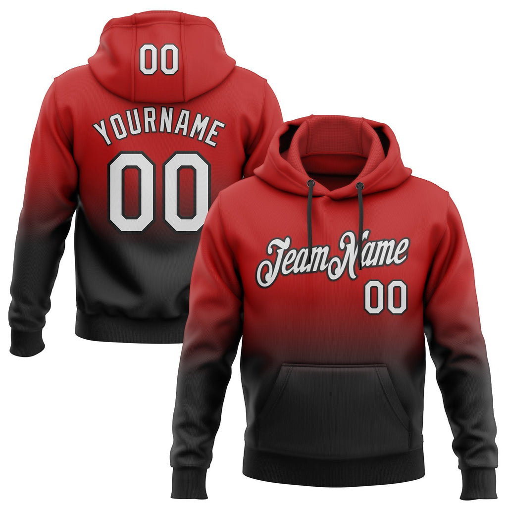 Custom Stitched Red White-Black Fade Fashion Sports Pullover Sweatshirt Hoodie photo 1