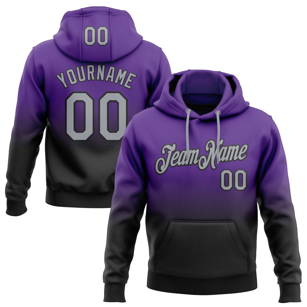 Custom Stitched Purple Gray-Black Fade Fashion Sports Pullover Sweatshirt Hoodie photo 1