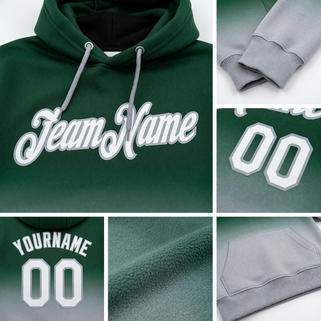 Custom Stitched Green White-Gray Fade Fashion Sports Pullover Sweatshirt Hoodie detail