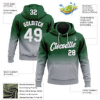Custom Stitched Green White-Gray Fade Fashion Sports Pullover Sweatshirt Hoodie photo 2