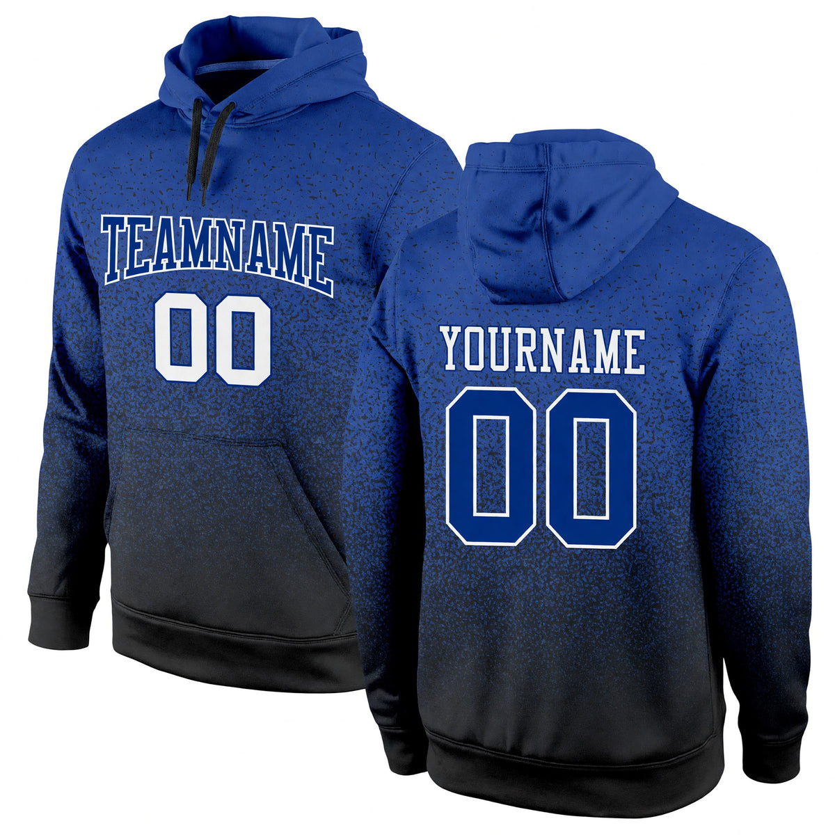 Custom Stitched Black Royal-White Fade Fashion Sports Pullover Sweatshirt Hoodie