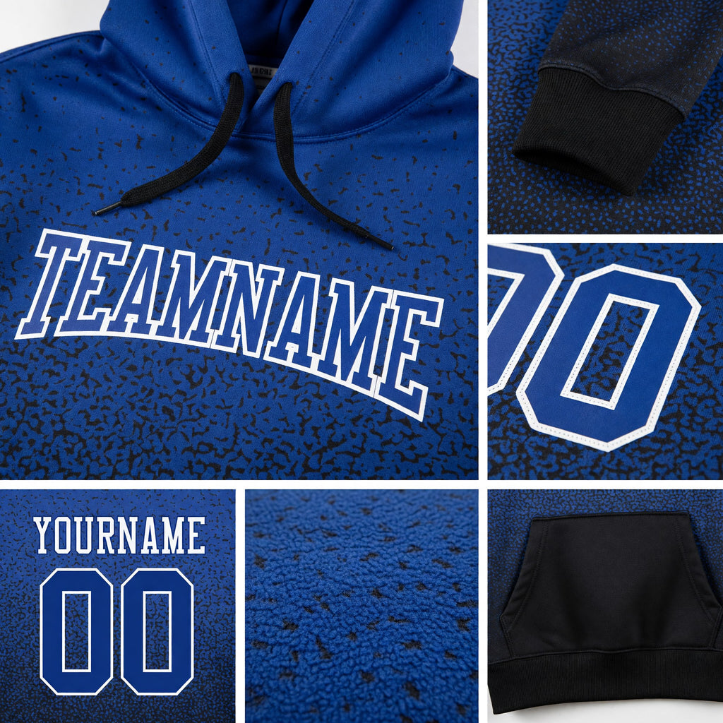 Custom Stitched Black Royal-White Fade Fashion Sports Pullover Sweatshirt Hoodie detail