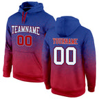 Custom Stitched Royal White-Red Fade Fashion Sports Pullover Sweatshirt Hoodie