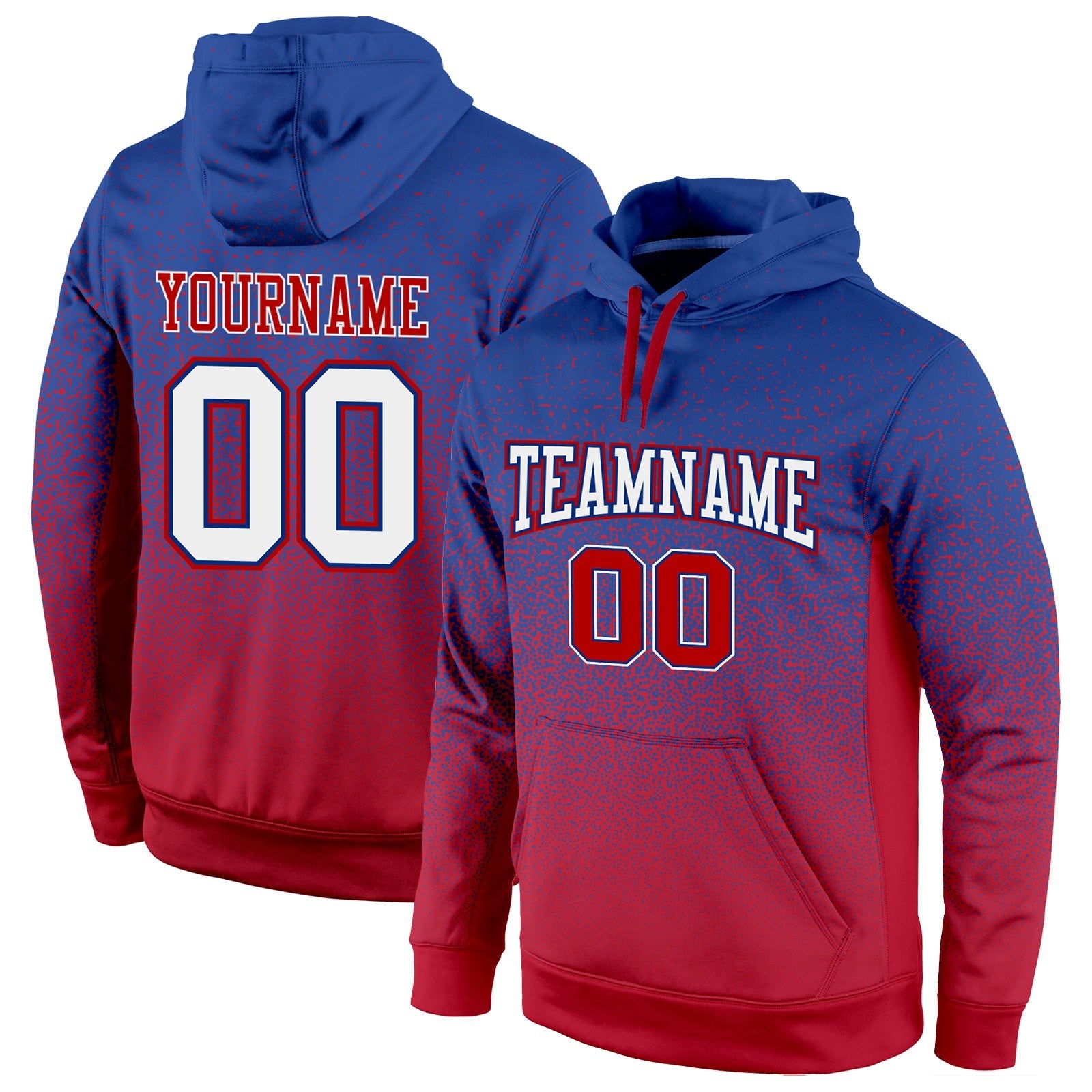 Custom Stitched Royal White-Red Fade Fashion Sports Pullover Sweatshirt Hoodie photo 1