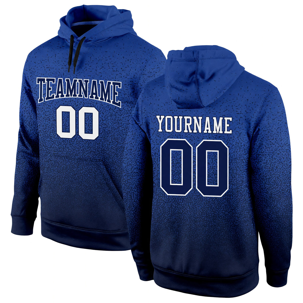 Custom Stitched Royal Navy-White Fade Fashion Sports Pullover Sweatshirt Hoodie