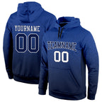 Custom Stitched Royal Navy-White Fade Fashion Sports Pullover Sweatshirt Hoodie photo 1