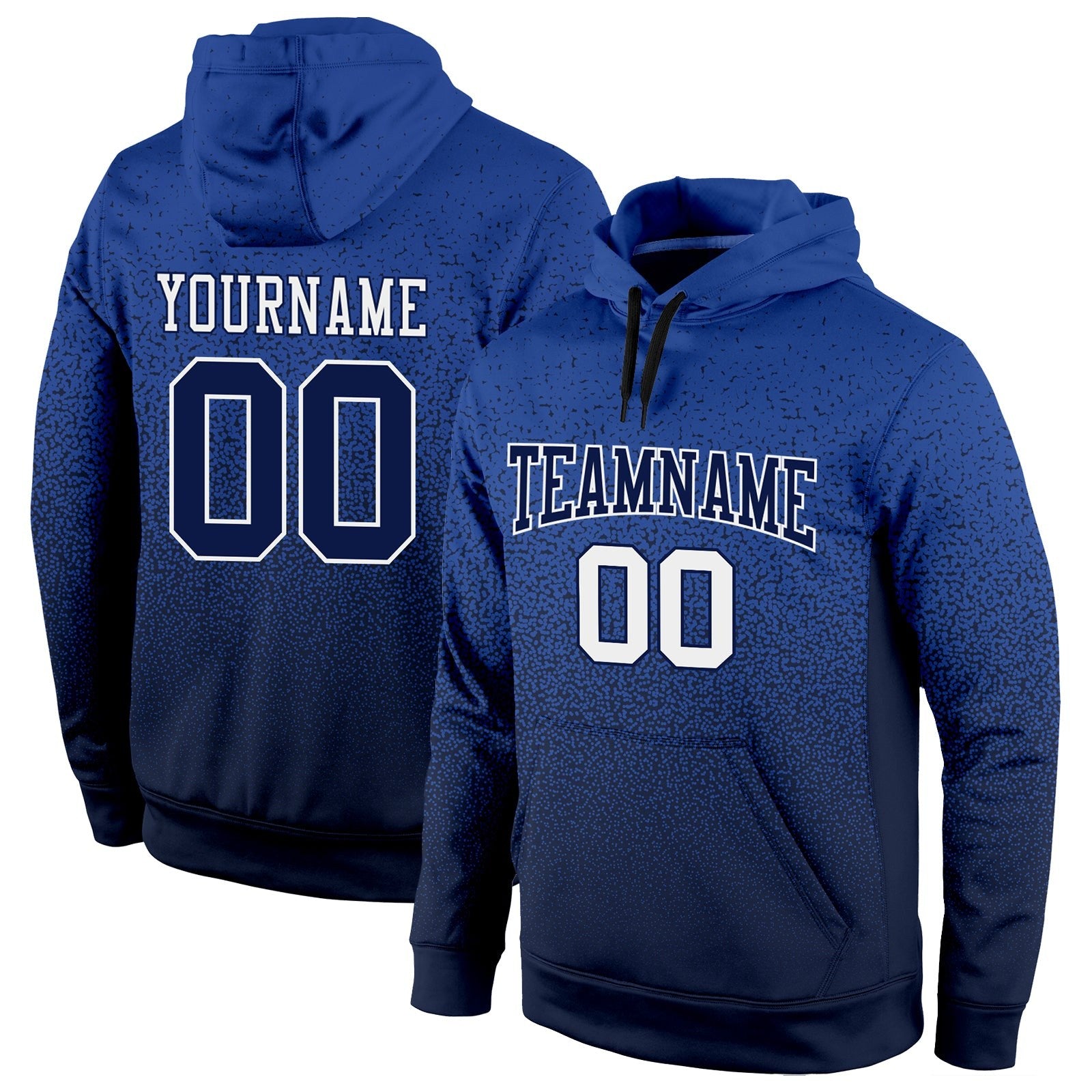 Custom Stitched Royal Navy-White Fade Fashion Sports Pullover Sweatshirt Hoodie photo 1