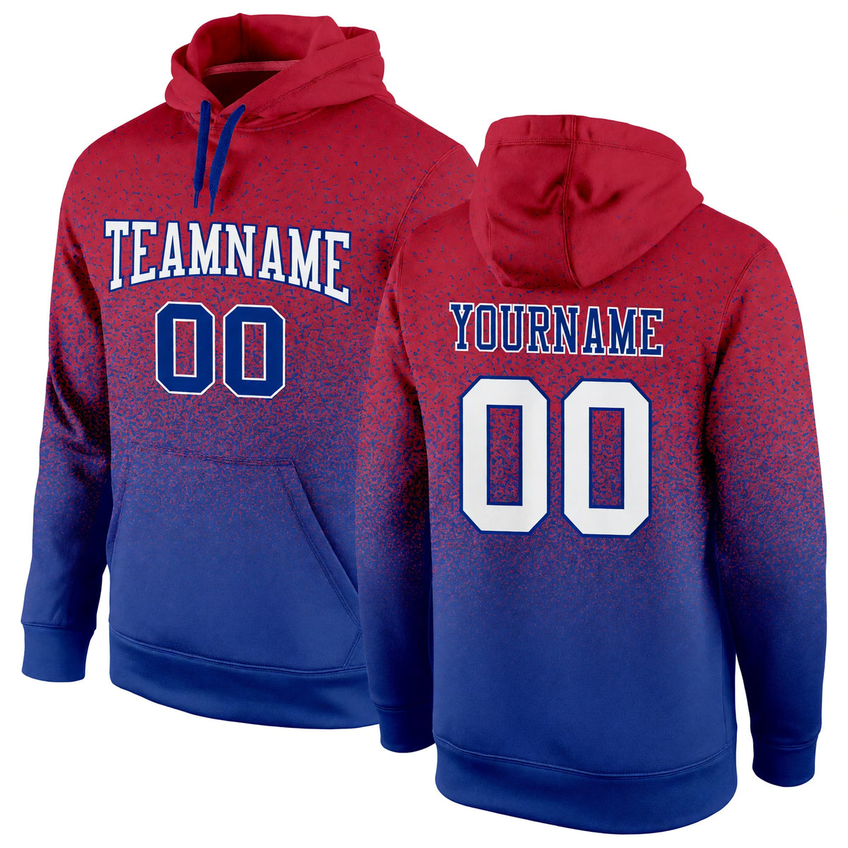 Custom Stitched Red White-Royal Fade Fashion Sports Pullover Sweatshirt Hoodie