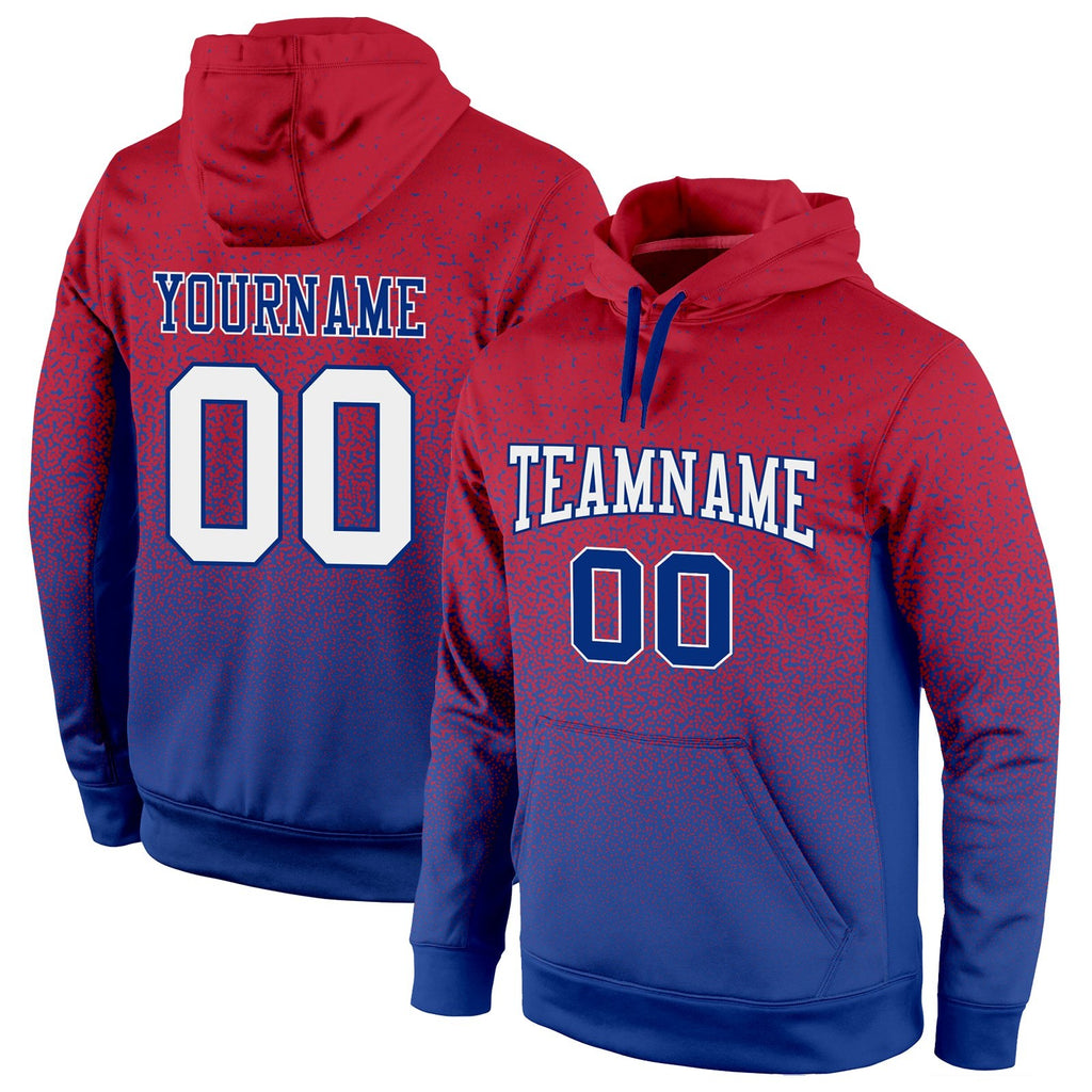 Custom Stitched Red White-Royal Fade Fashion Sports Pullover Sweatshirt Hoodie photo 1