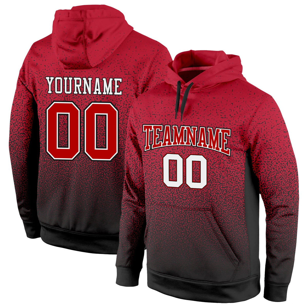 Custom Stitched Black Red-White Fade Fashion Sports Pullover Sweatshirt Hoodie photo 1