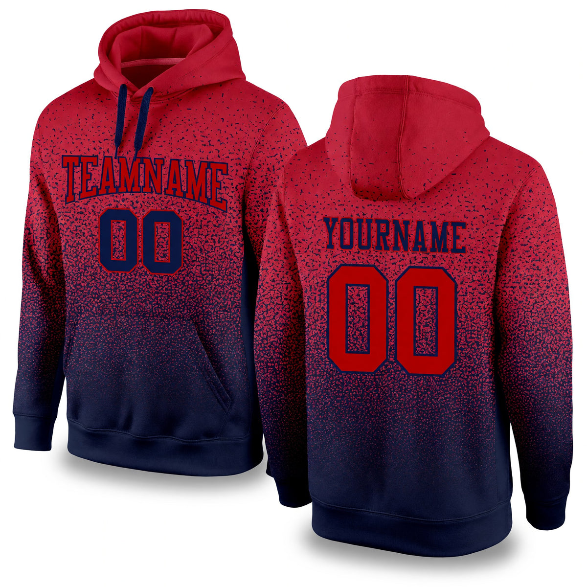 Custom Stitched Navy Red Fade Fashion Sports Pullover Sweatshirt Hoodie