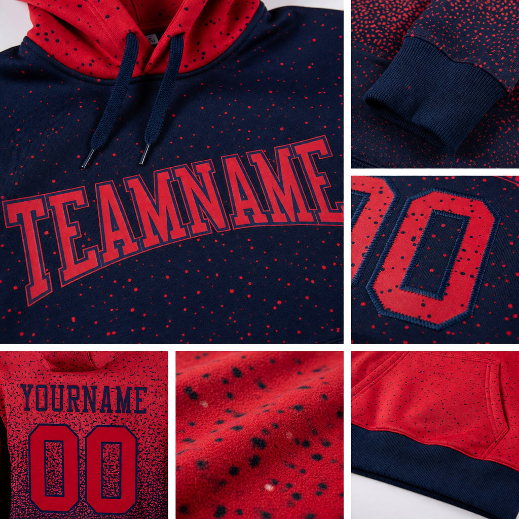 Custom Stitched Navy Red Fade Fashion Sports Pullover Sweatshirt Hoodie detail