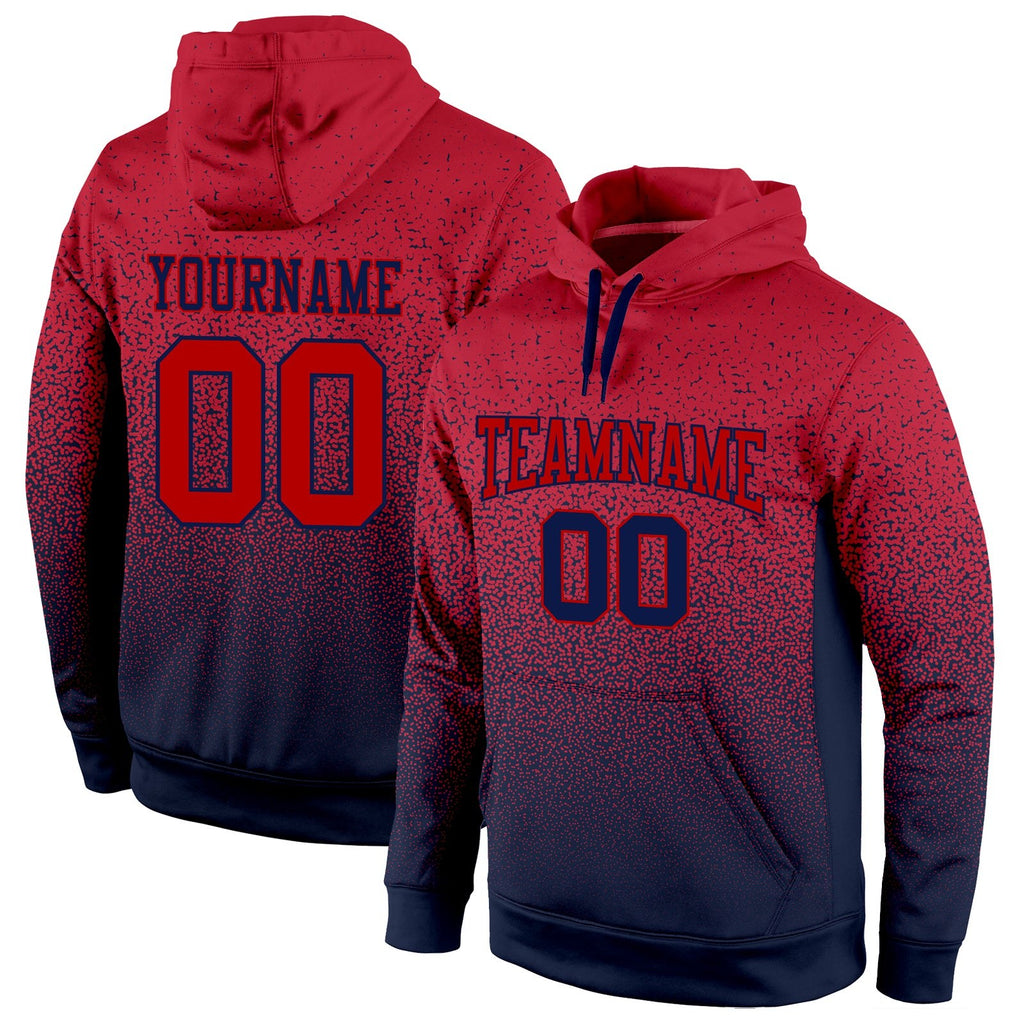 Custom Stitched Navy Red Fade Fashion Sports Pullover Sweatshirt Hoodie photo 1