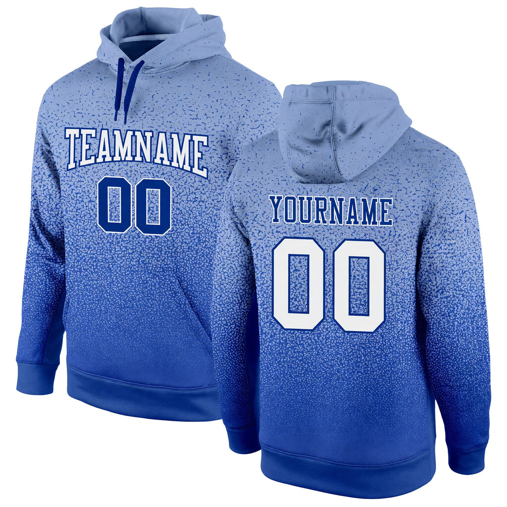 Custom Stitched Light Blue White-Royal Fade Fashion Sports Pullover Sweatshirt Hoodie