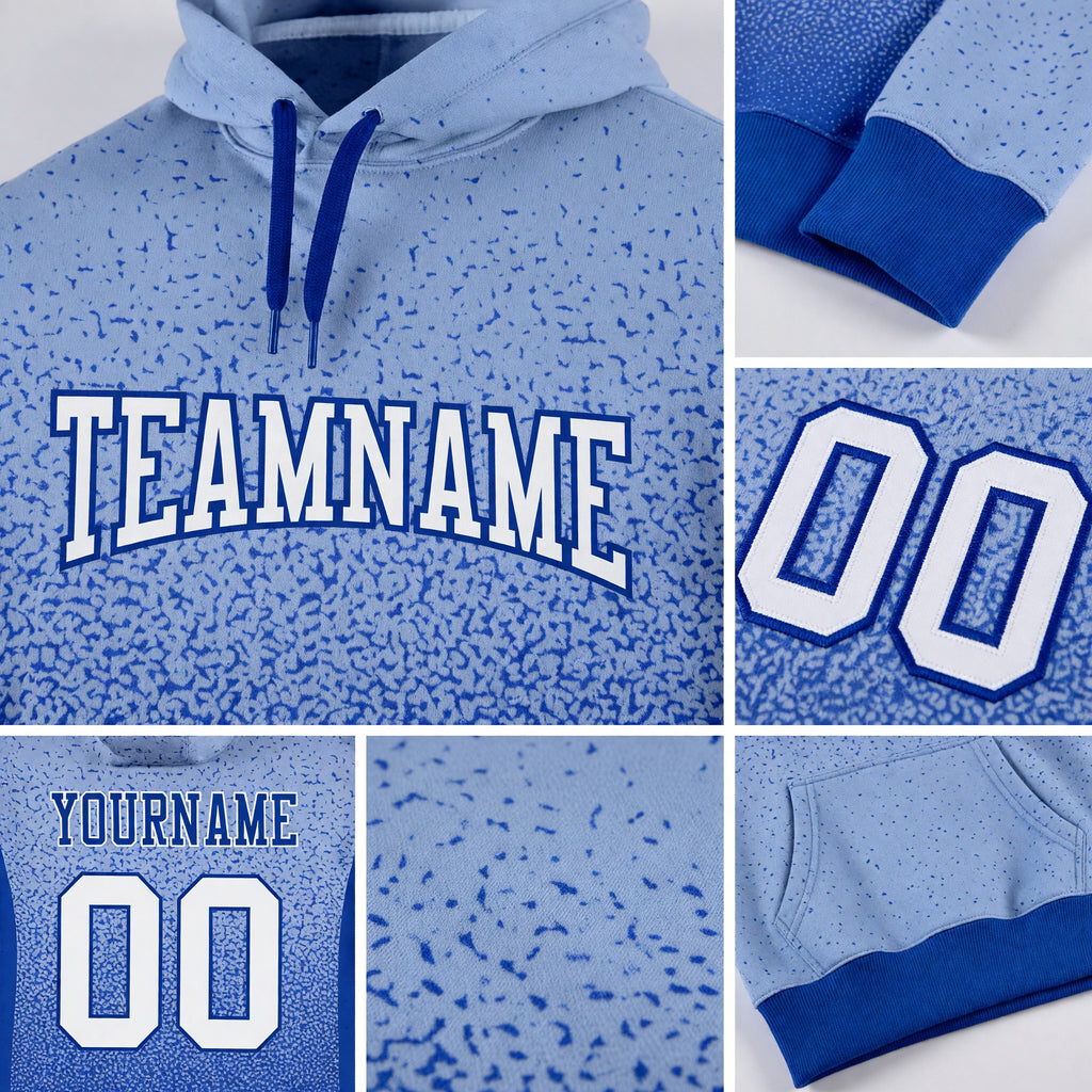 Custom Stitched Light Blue White-Royal Fade Fashion Sports Pullover Sweatshirt Hoodie detail
