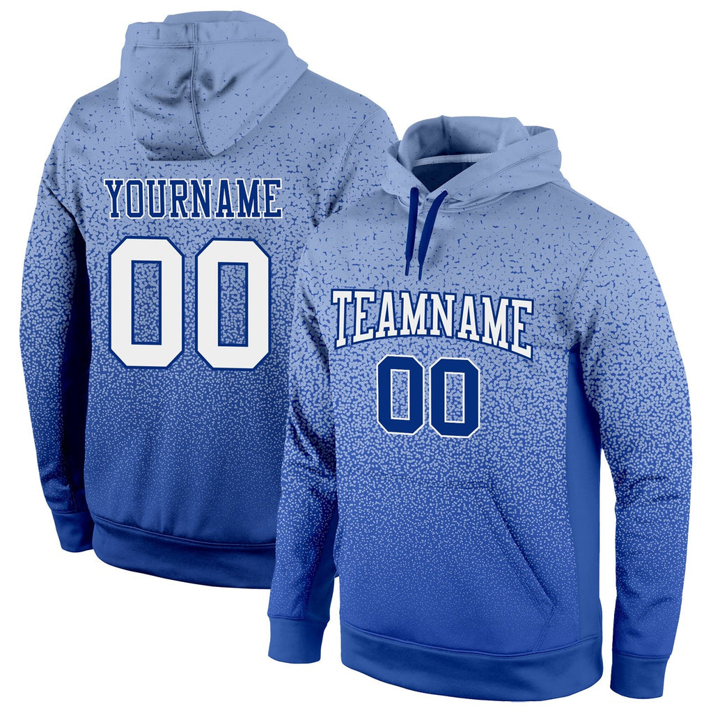 Custom Stitched Light Blue White-Royal Fade Fashion Sports Pullover Sweatshirt Hoodie photo 1