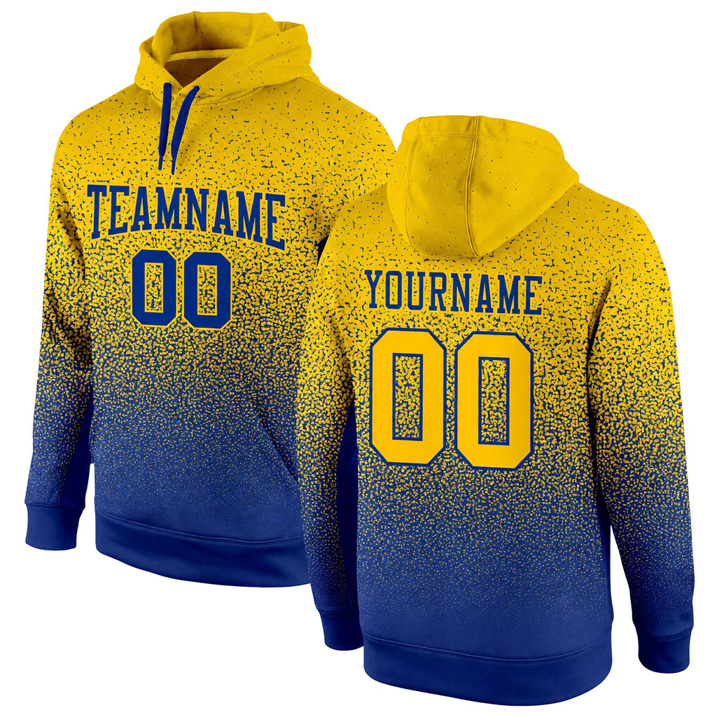Custom Stitched Royal Gold Fade Fashion Sports Pullover Sweatshirt Hoodie